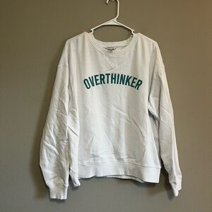 Wildfox‎ oversized Overthinker crewneck sweatshirt White Green Comfy large